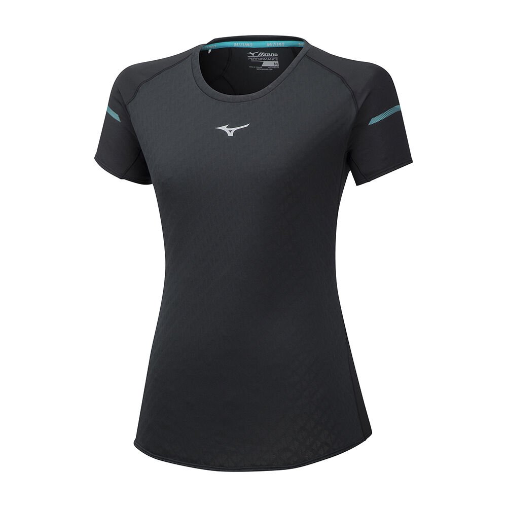 Womens Mizuno Alpha Running T-Shirts Black Philippines (HKCMNX908)